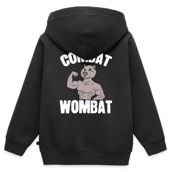 Combat Wombat Taekwondo Feline Feral Meow Pet - Kinder Premium Organic Zip Hoodie - Schwarz - Hinten - AI Model Kid Male (0cm)