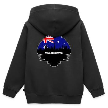 Melbourne Australie Flag Skyline Silhouette Voyage - Sweat Premium à capuche zippé enfant bio - noir - Dos - AI Model Kid Male (0cm)