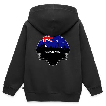 Brisbane Australie Flag Skyline Silhouette Voyage - Sweat Premium à capuche zippé enfant bio - noir - Dos - AI Model Kid Male (0cm)