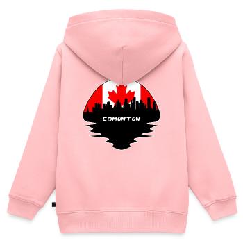 Edmonton Canada Flag Skyline Silhouette Travel - Sweat Premium à capuche zippé enfant bio - rose - Dos - AI Model Kid Female (0cm)
