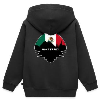 Monterrey Mexiko Flagge Skyline Silhouette Reisen - Kinder Premium Organic Zip Hoodie - Schwarz - Hinten - AI Model Kid Male (0cm)