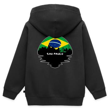 São Paulo Brasilien Flagge Skyline Silhouette Travel - Kinder Premium Organic Zip Hoodie - Schwarz - Hinten - AI Model Kid Male (0cm)