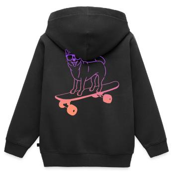Skateboarder Skaten Shiba Hund auf Skateboard - Kinder Premium Organic Zip Hoodie - Schwarz - Hinten - AI Model Kid Male (0cm)