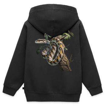 Python im Baum: Ein majestätisches Tier - Kinder Premium Organic Zip Hoodie - Schwarz - Hinten - AI Model Kid Male (0cm)