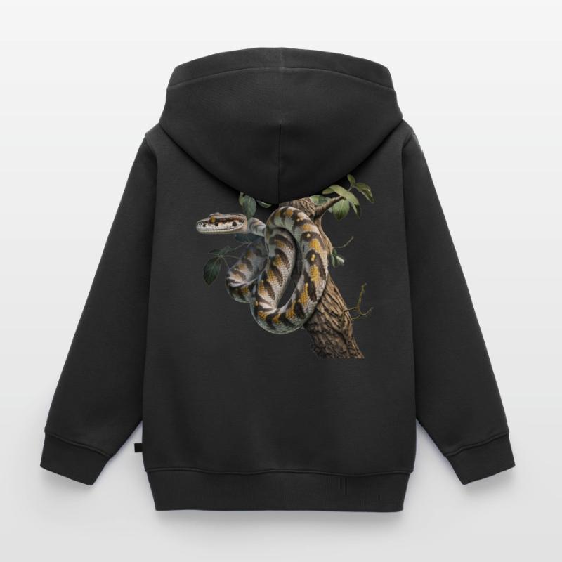Python im Baum: Ein majestätisches Tier Kinder Premium Organic Zip Hoodie