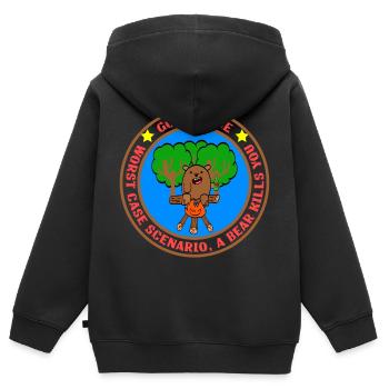 Go Outside Worst Case Scenario A Bear Kills You - Kids Premium Organic Zip-up Hoodie - black - Back - AI Model Kid Male (0cm)