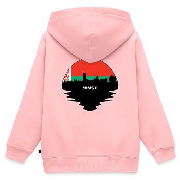 Minsk Weißrussland Flagge Skyline Silhouette Reisen - Kinder Premium Organic Zip Hoodie - Rosa - Hinten - AI Model Kid Female (0cm)