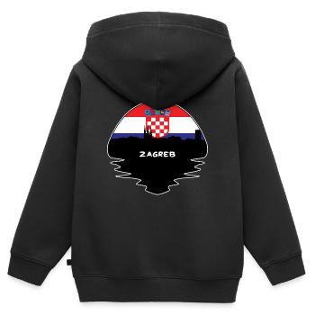 Zagreb Croatia Flag Skyline Silhouette Travel - Kids Premium Organic Zip-up Hoodie - black - Back - AI Model Kid Male (0cm)