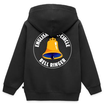 Englisch Full-Circle Bell Ringer Klingeln UK England - Kinder Premium Organic Zip Hoodie - Schwarz - Hinten - AI Model Kid Male (0cm)