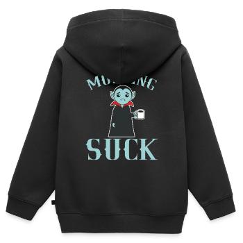 Matin sucer la chemise d'Halloween pour le 31 - Sweat Premium à capuche zippé enfant bio - noir - Dos - AI Model Kid Male (0cm)