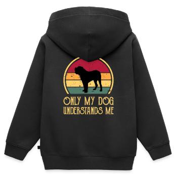 Alano Espanol Dog Lover Silhouette Vintage Sunset - Sweat Premium à capuche zippé enfant bio - noir - Dos - AI Model Kid Male (0cm)