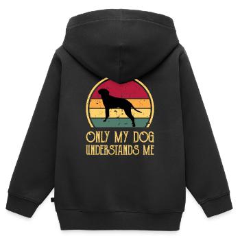 Braque Saint Germain Dog Silhouette Retro Coucher de soleil - Sweat Premium à capuche zippé enfant bio - noir - Dos - AI Model Kid Male (0cm)