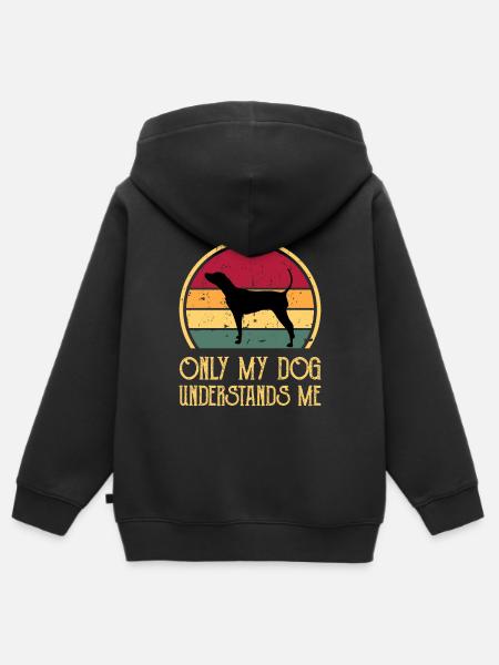 Black And Tan Coonhound Dog Silhouette Retro Sun - Kids Premium Organic Zip-up Hoodie - black
