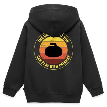 Curling Kehrfächer Winter Eissport Curler Lustig - Kinder Premium Organic Zip Hoodie - Schwarz - Hinten - AI Model Kid Male (0cm)