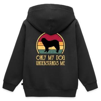 Chien de berger du Caucase Silhouette Rétro Coucher de soleil - Sweat Premium à capuche zippé enfant bio - noir - Dos - AI Model Kid Male (0cm)