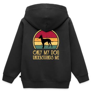 Cirneco Dell Etna Hund Liebe Silhouette Retro Sonnenuntergang - Kinder Premium Organic Zip Hoodie - Schwarz - Hinten - AI Model Kid Male (0cm)
