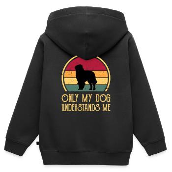 Chien de berger des Carpates Silhouette Rétro Coucher de soleil - Sweat Premium à capuche zippé enfant bio - noir - Dos - AI Model Kid Male (0cm)