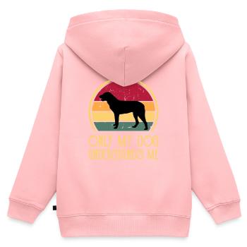 Cao De Castro Laboreiro Dog Silhouette Retro Sun - Sweat Premium à capuche zippé enfant bio - rose - Dos - AI Model Kid Female (0cm)