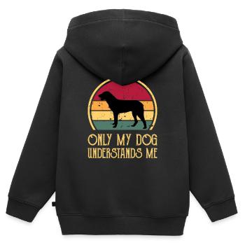 Cao De Castro Laboreiro Hund Silhouette Retro Sonne - Kinder Premium Organic Zip Hoodie - Schwarz - Hinten - AI Model Kid Male (0cm)
