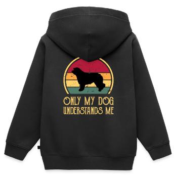 Catalan Sheepdog Dog Lover Silhouette Retro Sunset - Kids Premium Organic Zip-up Hoodie - black - Back - AI Model Kid Male (0cm)