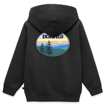 Eichsfeld Landschaft - Kinder Premium Organic Zip Hoodie - Schwarz - Hinten - AI Model Kid Male (0cm)