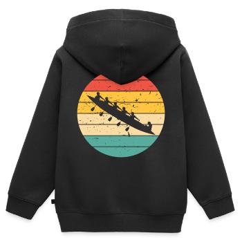 Aviron rétro bateau à rames vintage aviron - Sweat Premium à capuche zippé enfant bio - noir - Dos - AI Model Kid Male (0cm)