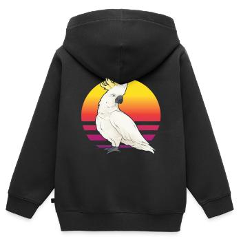 Cacatoès au lever du soleil - Sweat Premium à capuche zippé enfant bio - noir - Dos - AI Model Kid Male (0cm)