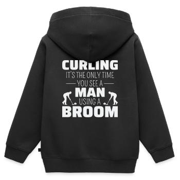 Curling Kehrfächer Winter Eissport Curler Lustig - Kinder Premium Organic Zip Hoodie - Schwarz - Hinten - AI Model Kid Male (0cm)