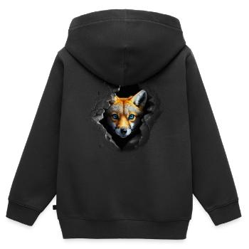 Fox Cuddly Animals Gift Art Animal Motif - Sweat Premium à capuche zippé enfant bio - noir - Dos - AI Model Kid Male (0cm)