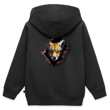 Fox Cuddly Animals Gift Art Animal Motif - Sweat Premium à capuche zippé enfant bio - noir - Dos - AI Model Kid Male (0cm)
