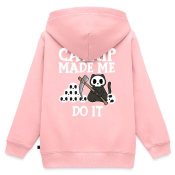Cat nip Made Me Do It Cat Pet Kitten Feline Claws - Kinder Premium Organic Zip Hoodie - Rosa - Hinten - AI Model Kid Female (0cm)
