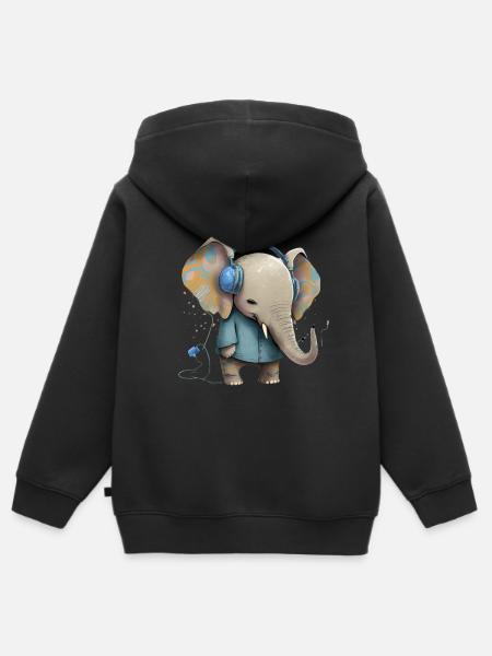 Coolphant - Kinder Premium Organic Zip Hoodie - Schwarz