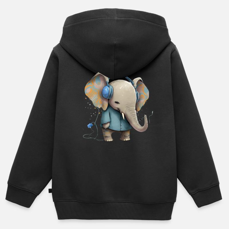 Coolphant - Sweat Premium à capuche zippé enfant bio - noir