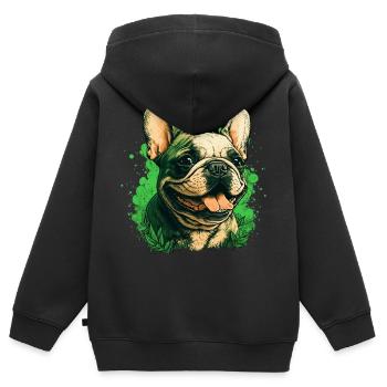 Französische Bulldogge - Kinder Premium Organic Zip Hoodie - Schwarz - Hinten - AI Model Kid Male (0cm)