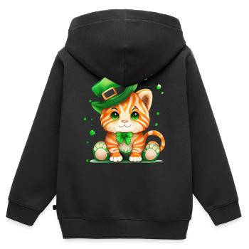 St Paddy’s St Patricksday St Patrick Day - Sweat Premium à capuche zippé enfant bio - noir - Dos - AI Model Kid Male (0cm)