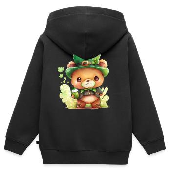 St Paddy’s St Patricksday St Patrick Day - Sweat Premium à capuche zippé enfant bio - noir - Dos - AI Model Kid Male (0cm)