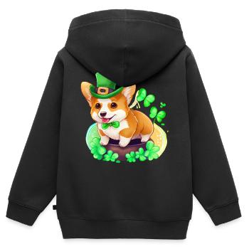 St Paddy’s St Patricksday St Patrick Day - Sweat Premium à capuche zippé enfant bio - noir - Dos - AI Model Kid Male (0cm)