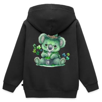 St Paddy’s St Patricksday St Patrick Day - Sweat Premium à capuche zippé enfant bio - noir - Dos - AI Model Kid Male (0cm)