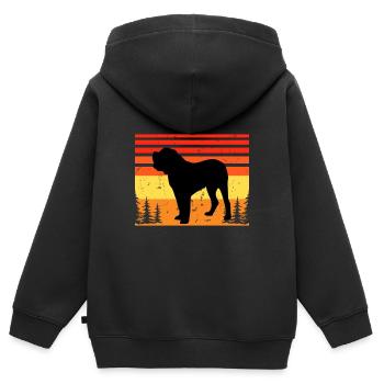 Alano Espanol Dog Lover Silhouette Vintage Sunset - Sweat Premium à capuche zippé enfant bio - noir - Dos - AI Model Kid Male (0cm)