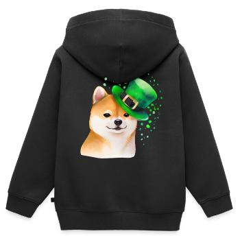 St Paddy’s St Patricksday St Patrick Day - Sweat Premium à capuche zippé enfant bio - noir - Dos - AI Model Kid Male (0cm)