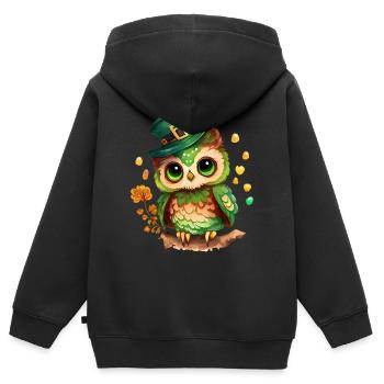 St Paddy’s St Patricksday St Patrick Day - Sweat Premium à capuche zippé enfant bio - noir - Dos - AI Model Kid Male (0cm)