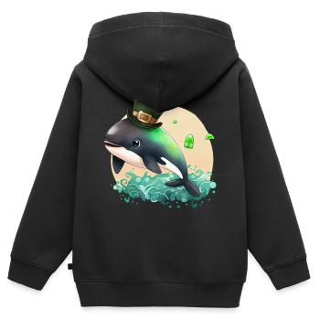 St Paddy’s St Patricksday St Patrick Day - Sweat Premium à capuche zippé enfant bio - noir - Dos - AI Model Kid Male (0cm)