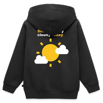 Ensoleillé partiellement nuageux aujourd’hui - Sweat Premium à capuche zippé enfant bio - noir - Dos - AI Model Kid Male (0cm)