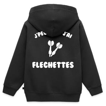 J’peux pas j’ai fléchette - Sweat Premium à capuche zippé enfant bio - noir - Dos - AI Model Kid Male (0cm)