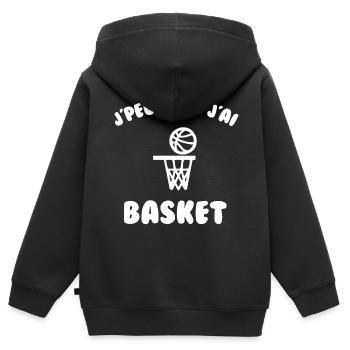 J’peux pas j’ai basket - Sweat Premium à capuche zippé enfant bio - noir - Dos - AI Model Kid Male (0cm)