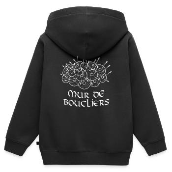 Mur de boucliers ! - Sweat Premium à capuche zippé enfant bio - noir - Dos - AI Model Kid Male (0cm)