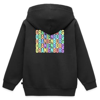 Oranienburg Toleranz - Kinder Premium Organic Zip Hoodie - Schwarz - Hinten - AI Model Kid Male (0cm)