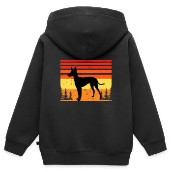 Cirneco Dell Etna Hund Liebe Silhouette Retro Sonnenuntergang - Kinder Premium Organic Zip Hoodie - Schwarz - Hinten - AI Model Kid Male (0cm)