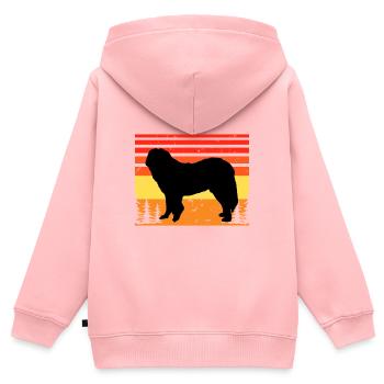 Chien de berger du Caucase Silhouette Rétro Coucher de soleil - Sweat Premium à capuche zippé enfant bio - rose - Dos - AI Model Kid Female (0cm)