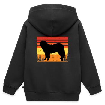 Chien de berger du Caucase Silhouette Rétro Coucher de soleil - Sweat Premium à capuche zippé enfant bio - noir - Dos - AI Model Kid Male (0cm)